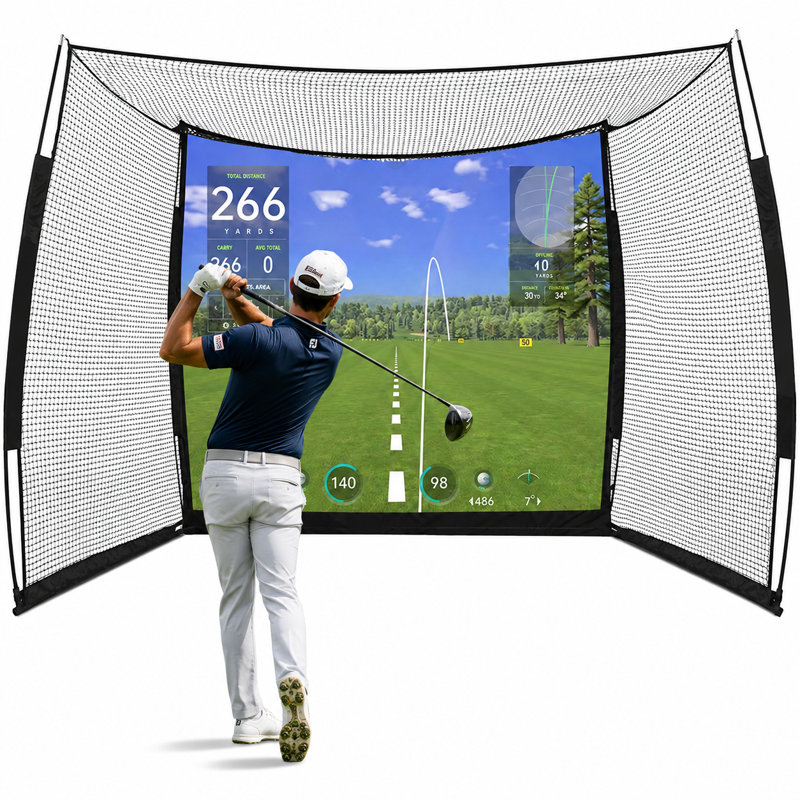 YUNIC Enceinte de simulateur de golf 10 pi x 8 pi avec écran d'impact, cage de pratique de golf intérieur et extérieur pour l'entraînement à domicile