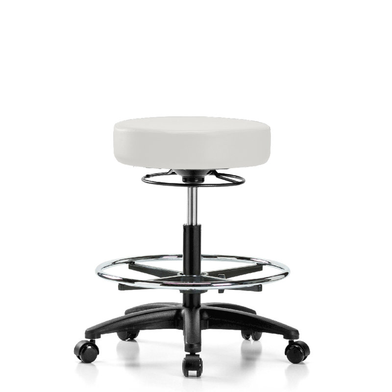 Tabouret réglable en hauteur avec anneau de pied PERCH | Hauteur du banc élevé: 25 à 35 po, Noir, Vinyl bleu impérial