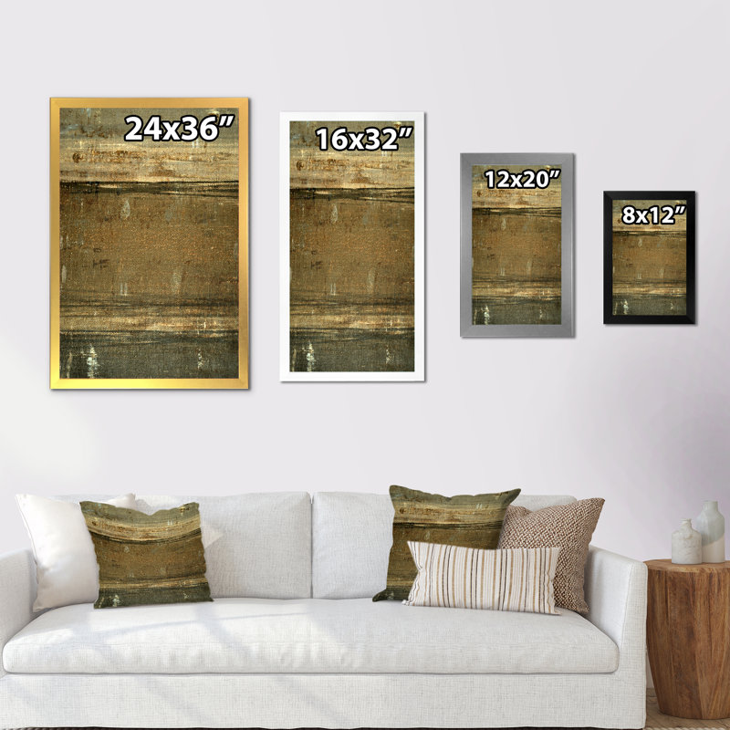 Champs de couleurs dans des tons de gris et de beige II - peinture sur toile, H 20 po x l 12 po x P 1 po, Cadre noir