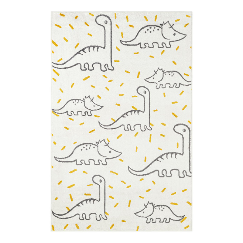 Unique Loom Dinosaur Whimsy Kids Rug, Rectangle 5'3" x 8'