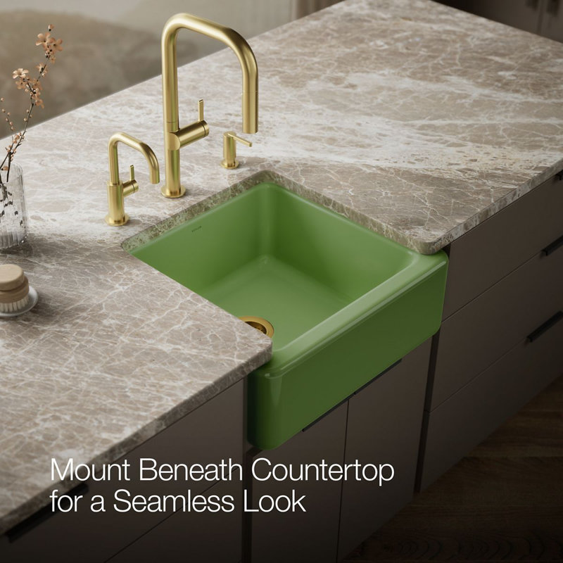 Whitehaven® Self-Trimming 23.5"L x 21.5625"W Farmhouse Kitchen Sink, Fresh Green