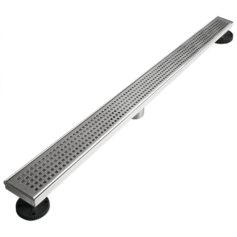 36 In. Stainless Steel Linear Shower Drain With Square Pattern Surface, Brushed Nickel