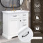 Meuble-lavabo de 36 pouces avec tiroir à bec basculant unique et lavabo en céramique-675424432