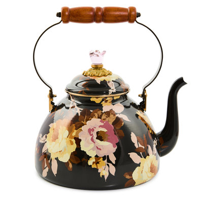 Wild Rose Brown 3 Quart Tea Kettle