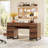  Office Set: 59" Modern Desk With Charging Station And Storage Cabinet, Four 72" Tall Bookcases With Shelves, Wood Computer Desk And Library Storage Cabinet For Work Study-630522305