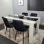 Dining Table Wooden White And Black Table Tufted Velvet Grey Or Black Chairs Set-1729300278