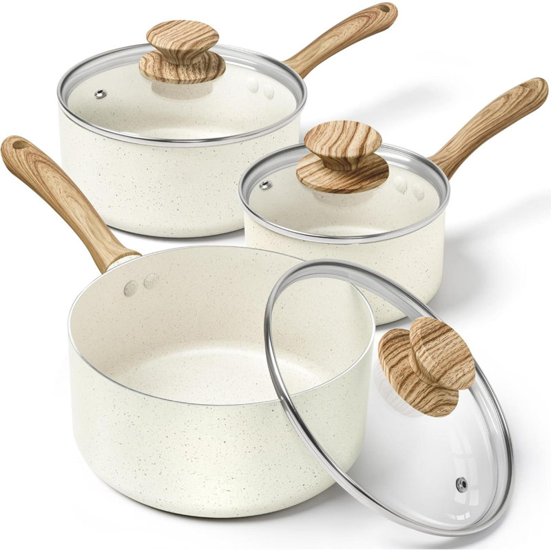 Ensemble de casseroles avec couvercle Ensemble de casseroles à revêtement antiadhésif avec revêtement en granite Ensemble de casseroles non toxiques de 3 pte compatible avec 1 pte, 2 pte et 3 pte