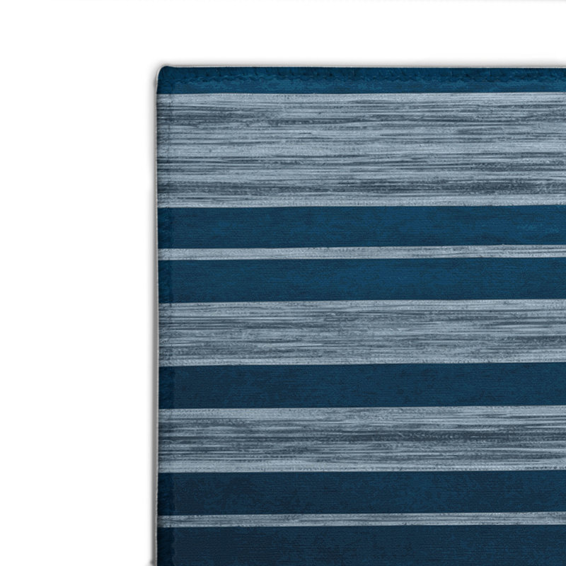 HorizontalStripes Blue Indoor and Outdoor Area Rug, Rectangle 2' x 3'