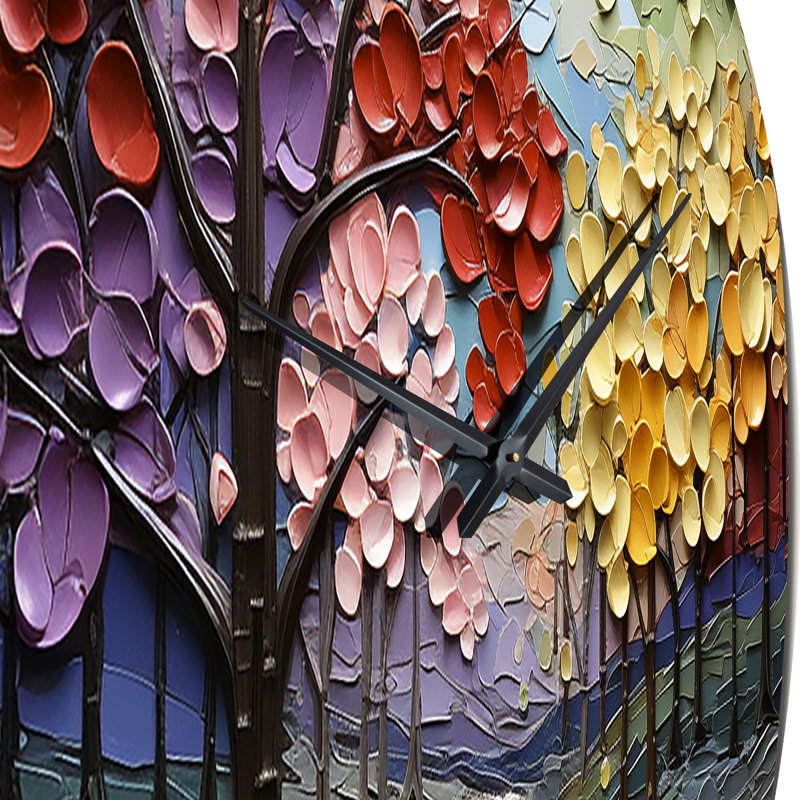 Horloge murale colorée «Neo Primal Forest Collage I», Moyenne