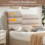 Linen 3-Panel Headboard Queen Bed Frame with Lift Up Storage, No Box Spring Needed, Light Brown-231838671-230536740