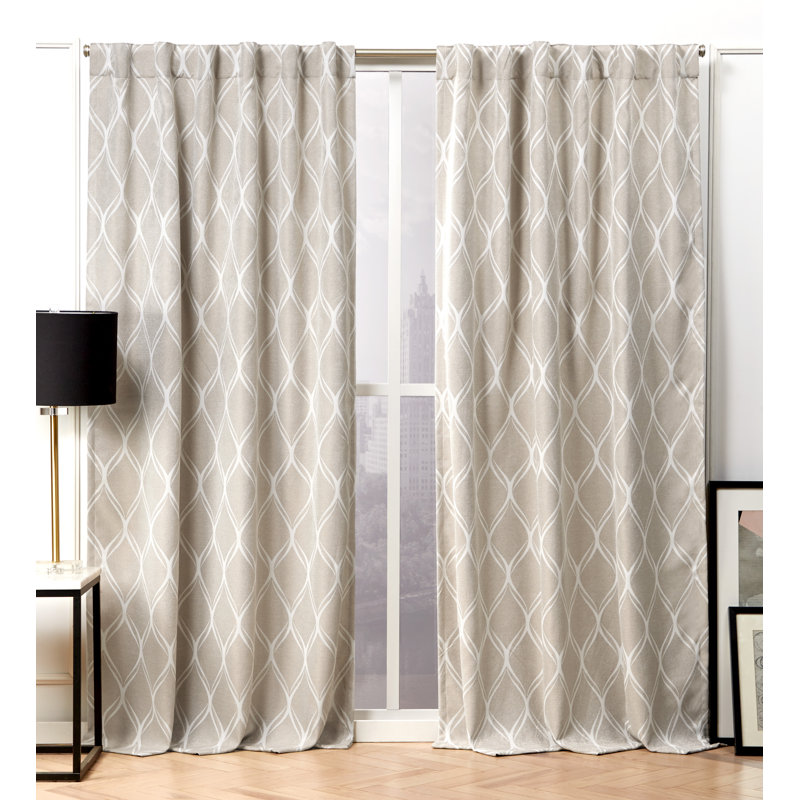 Nicole Miller Circuit Room Darkening Hidden Tab/Rod Pocket Top Curtain Panel Pair, 52" x 84", Natural