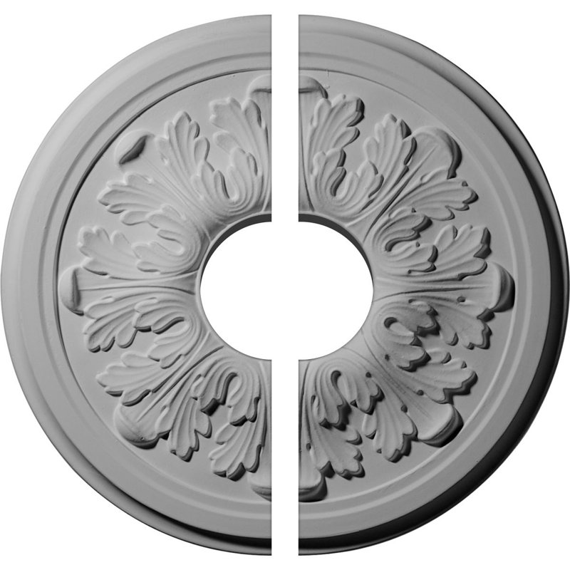 Endurathane Legacy Acanthus Ceiling Medallion, 12 3/4"OD x 3 1/2"ID x 7/8"P (Fits Canopies up to 3 1/2"), Two Piece, Factory Primed