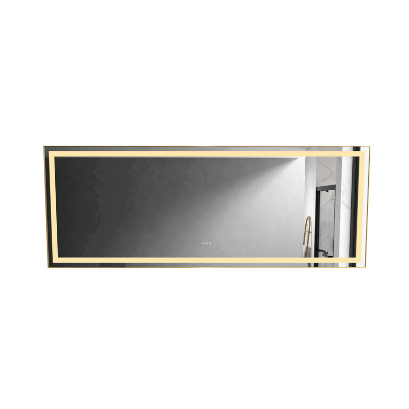 Miroir de salle de bain à DEL avec cadre en aluminium, miroir de meuble-lavabo mural, antibuée, mémoire, 3 couleurs, gradation continue