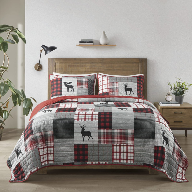 Woolrich Woodshed AZ Brown Quilt Set, Red