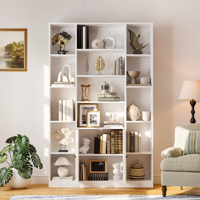 Gracie Oaks 73.7" Bookshelves And Bookcases With Doors, Tall Farmhouse ...