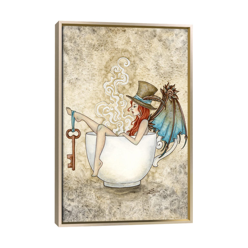 Steam Bath, No Mat, 26" H x 18" W x 1.5" D, Champagne Floater Framed Canvas