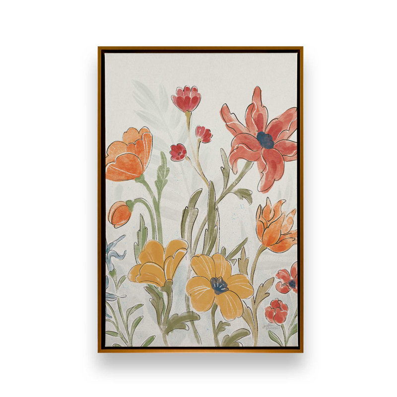 «Garden Melody in Bloom II», reproduction sur toile, Cadre flottant doré poli, H 30,75 po x l 20,75 po x P 1,75 po