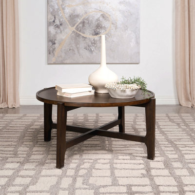 Dark Brown Round Solid Wood Coffee Table
