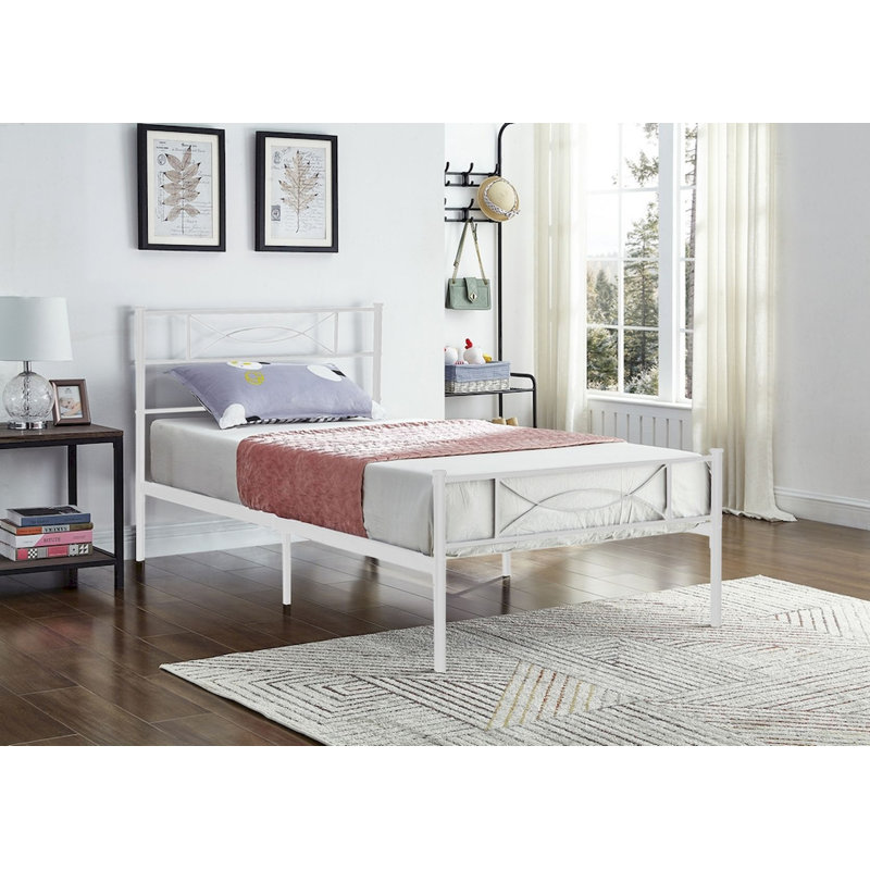 Lit plateforme Geisz, Simple, Blanc