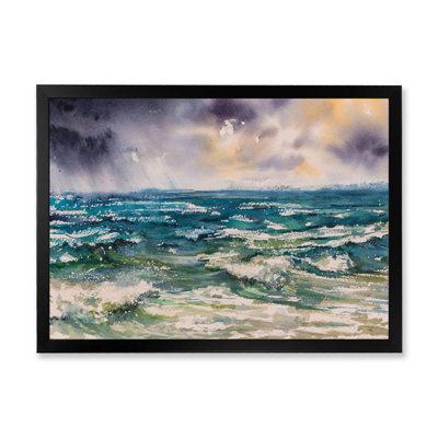 Vagues de mer et ciel dramatique - peinture sur toile