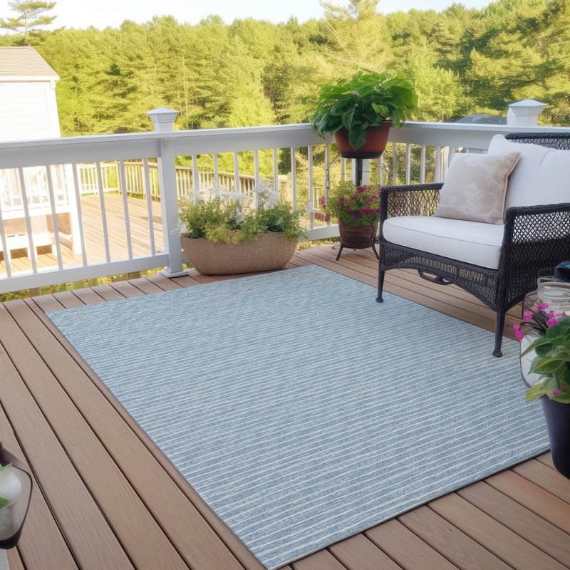 Loreen Washable Striped Indoor / Outdoor Rug, Rectangle 9' x 12'