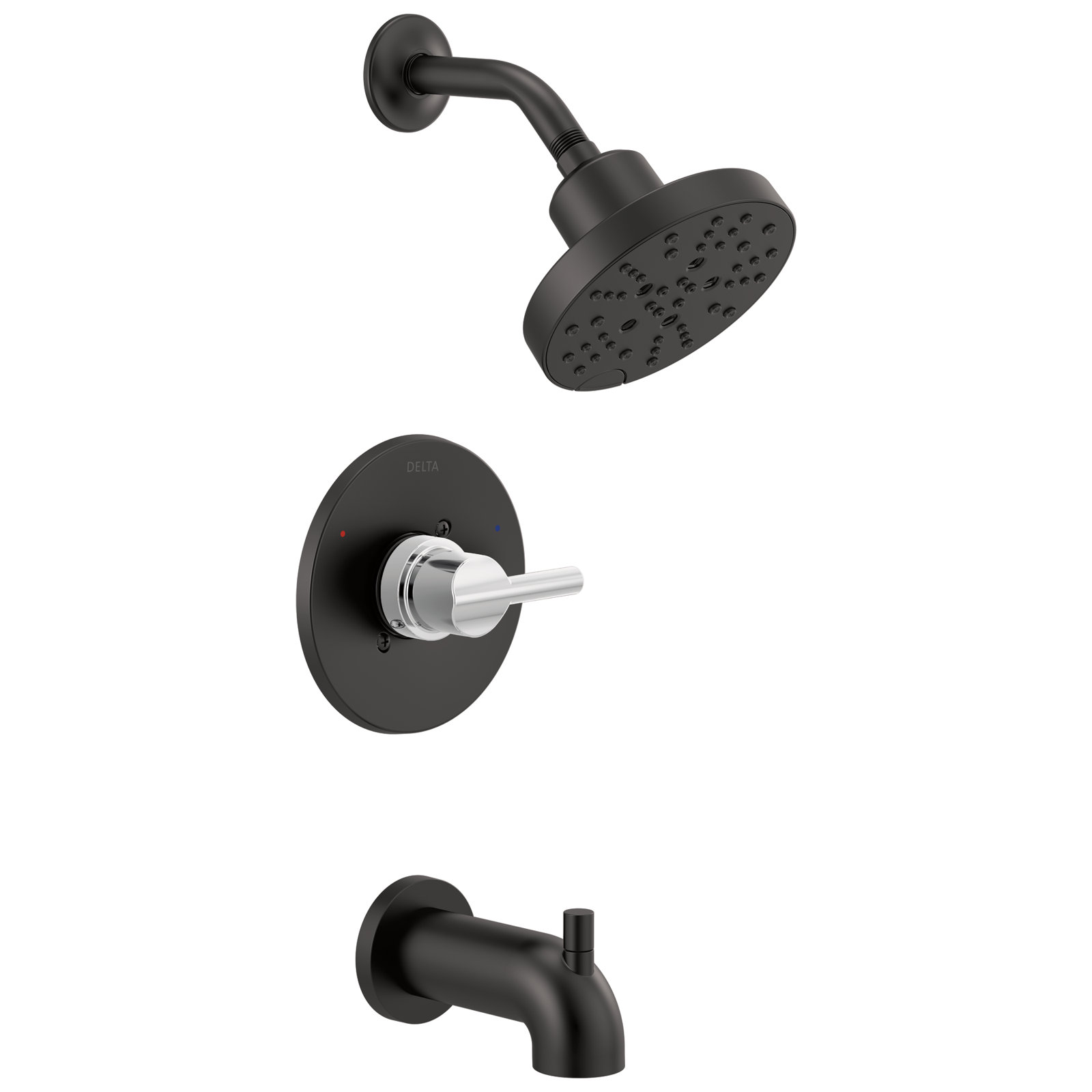 Nicoli Single-Function Tub Shower Faucet Set, Shower Trim Kit with H2Okinetic Shower Head and Valve, Black/Chrome