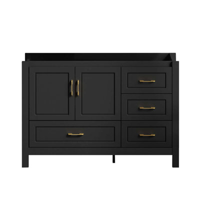 Meuble-lavabo 48 po, armoire de rangement abondante, 2 portes à fermeture douce et 4 tiroirs, lavabo en céramique