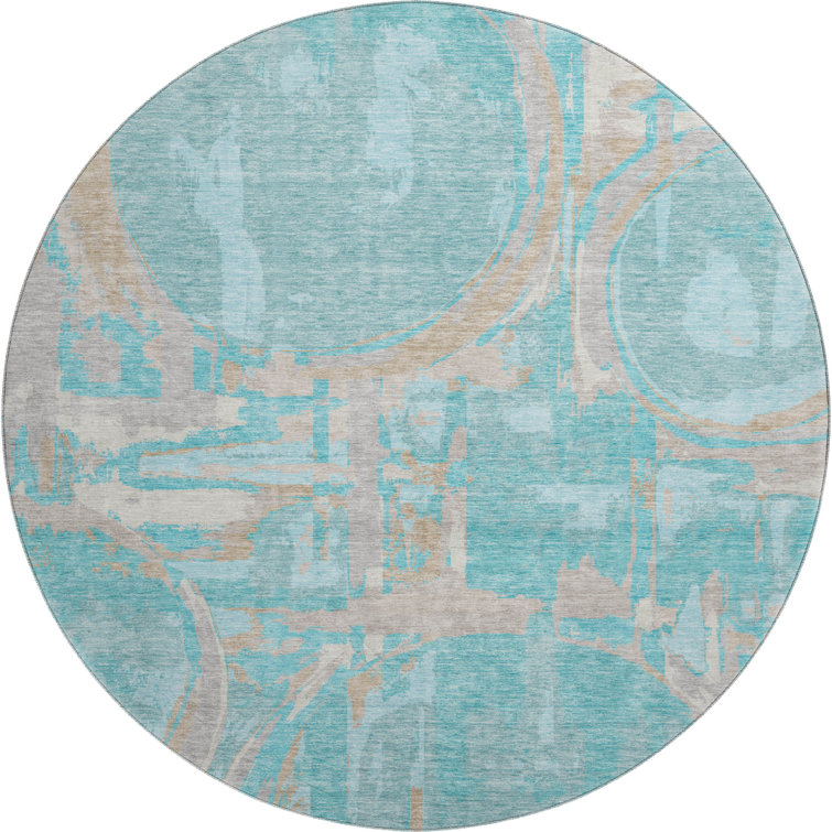 Premium Machine Washable Prisco Teal Rug