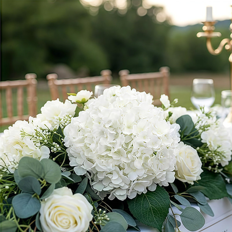 Têtes d'hortensias en soie avec têtes de fleurs artificielles pour la décoration de mariage, paquet de 10