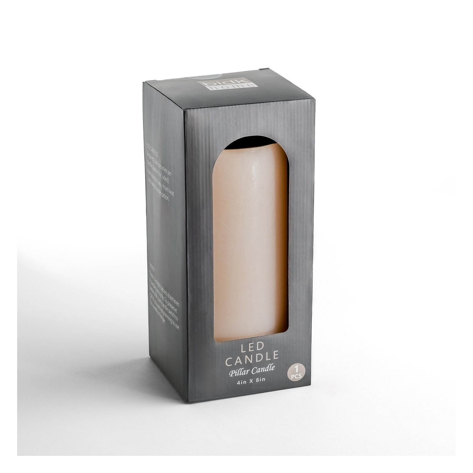 Large Champagne Flameless Pillar Candle, Pink