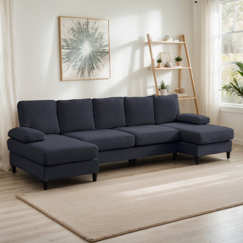 Boneless 4-Seater U-Shaped Sectional Sofa Couches for Living Room, Dark Gray