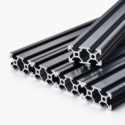 5 profilés d'extrusion en aluminium à rainure en T 39,4 po (1000 mm) 2040, rail linéaire standard anodisé européen, rail en aluminium extrudé à haute résistance pour imprimante 3D, bricolage à la machine à commande numérique, gravure laser, noir