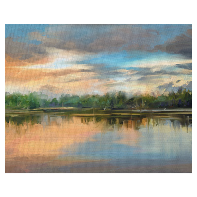 « lakeside light », reproduction d’art sur toile non encadrée, H 22 po x l 28 po x P 1,5 po
