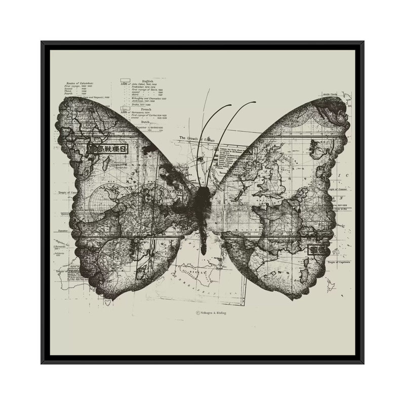 «Butterfly Effect», impression sur toile, H 26 po x l 26 po x P 1,5 po, Toile encadrée noire, Pas de tapis