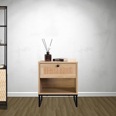 Table d'appoint en bois naturel avec tiroir Birch Coastal