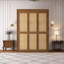 Lit escamotable en bois massif avec armoire en rotin pour économiser de l'espace-2064570942-2064570936