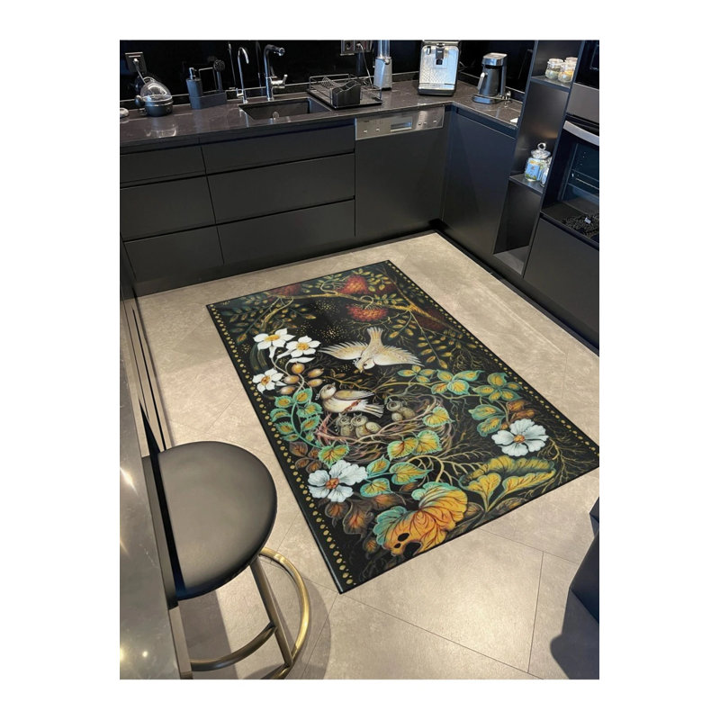 Tapis intérieur / extérieur noir Sima, Rond 5 pi