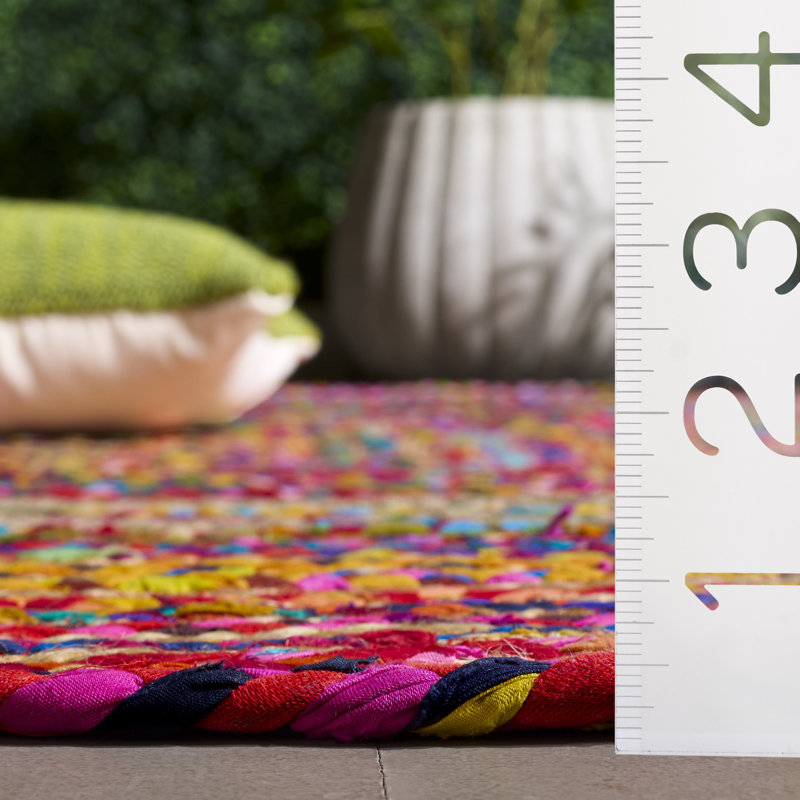Pamphile Hand Woven 0.8 Cotton, 0.2 Jute Southwestern Rug, Round 3'
