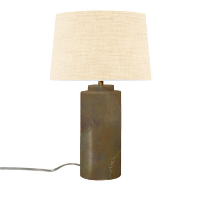 Luminance - Lampe portable tour en céramique - Ardoise rouge terre - Crème