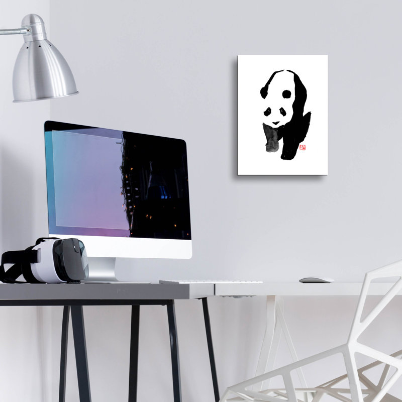 Bungalow rose «Panda» par Pechane, art mural en verre acrylique, 16 po x 24 po, H 16 po x l 12 po x P 0,13 po