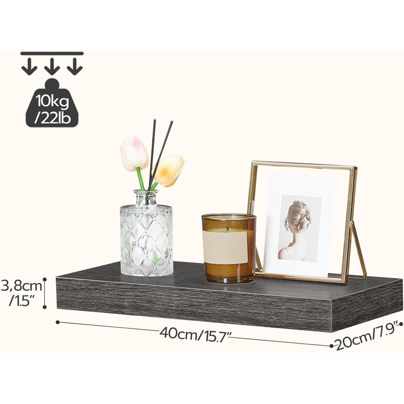 Floating Wall Shelves Set Of 2 With Invisible Brackets, 15.7 Inch Modern Hanging Shelves For Home Decor, Space-Saving Storage Solution For Bathroom, Bedroom, Kitchen, Living Room And Office