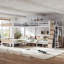 Lit superposé quadruple en métal pour 4 personnes avec tiroirs de rangement, garde-robe et tablettes ouvertes, blanc-17613655