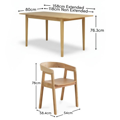   Extending Dining Table Set - 4 Seater -  Chairs -  