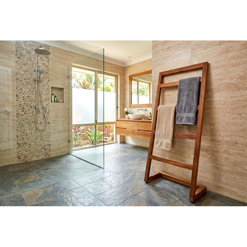 Patented Sula Angled Teak Towel Stand