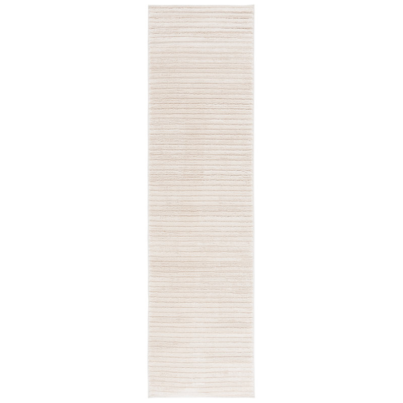 Striped Machine Woven Polypropylene/Polyester/Jute/Sisal Area Rug in Ivory/Beige, Runner 2'2" x 8'