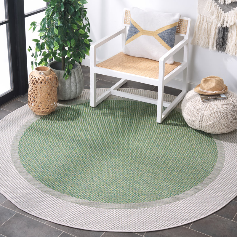 Dildy Performance Machine Washable Checkered Indoor/Outdoor Area Rug, Round 6'7"