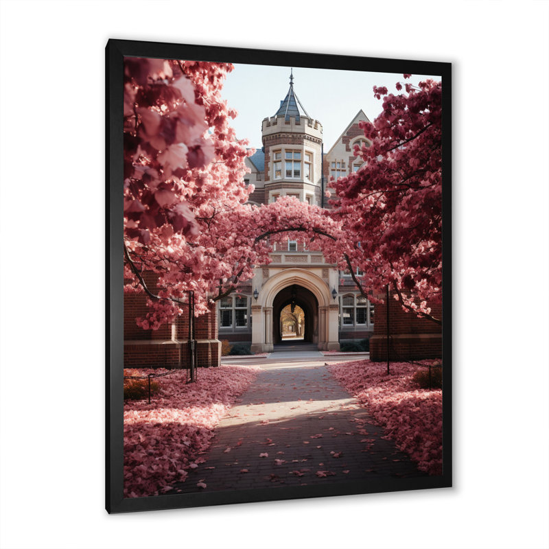 Université rose «Welcome» extrêmement sur toile, H 40 po x l 30 po x P 1,5 po, Cadre simple noir