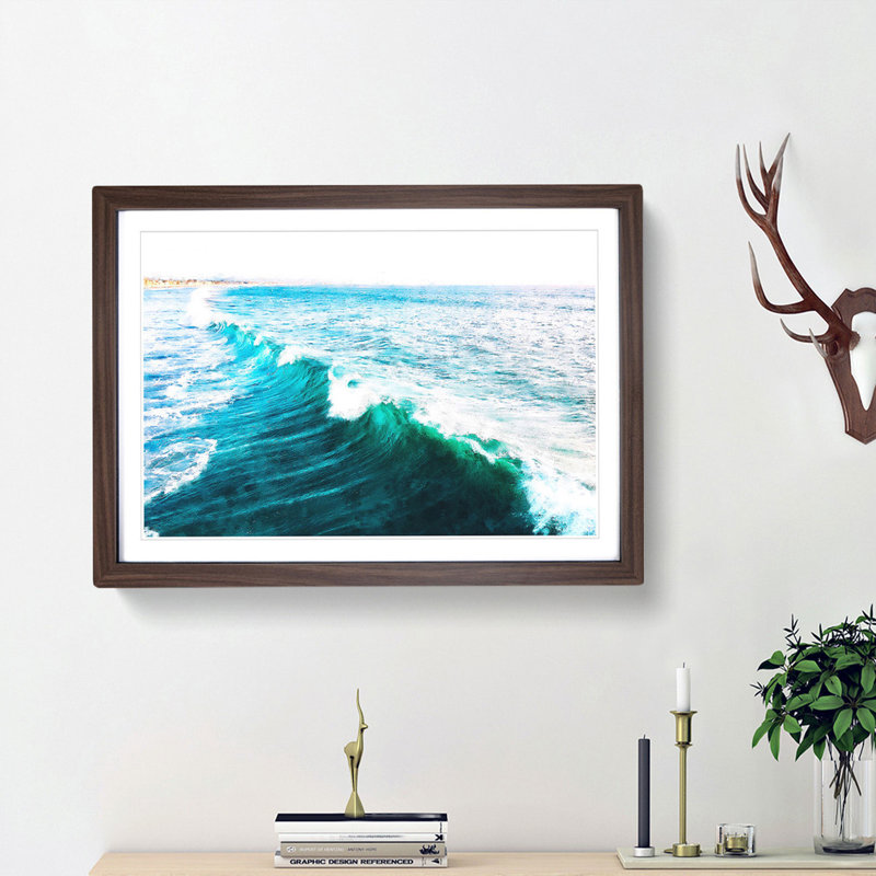 La Jolla in San Diego - Picture Frame Painting Print, 62cm H x 87cm W x 2cm D, Walnut Framed