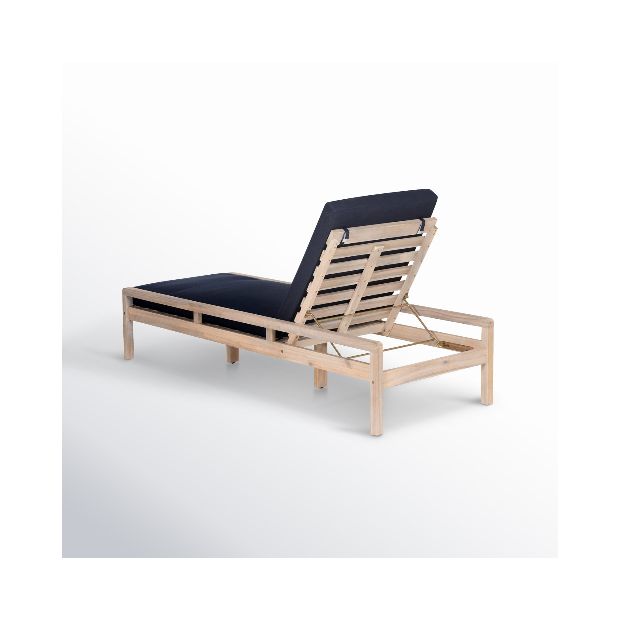 Amina 26.75'' Outdoor Acacia Chaise Lounge, Navy