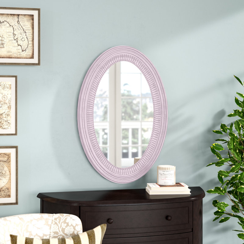 Busey Ribbed Oval Framed Accent Mirror, Lilac